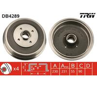 Tambour de frein DB4289 TRW pour VW SEAT