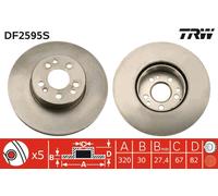 Disque de frein TRW DF2595S avant, ventilé, 1 pièce