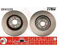 2x Disque de frein ventilé DF4222S TRW pour MERCEDES-BENZ CLASSE M