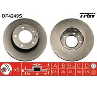 TRW DF4249S Disque de frein pour NISSAN,OPEL,RENAULT,VAUXHALL
