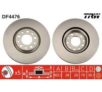Disque de frein TRW DF4476 avant, ventilé, à haute teneur en carbone, 1 pièce