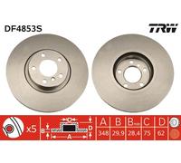 TRW Disque de frein DF4853S avant ventilé, haute teneur en carbone – 1 pièce