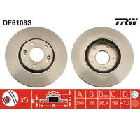 Disque de frein TRW DF6108S avant, ventilé, 1 pièce