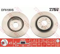 TRW DF6180S Disque de frein pour HONDA