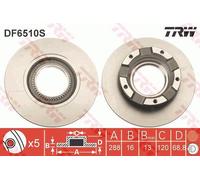Disque de frein TRW DF6510S arrière, plein, 1 pièce
