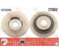 2x TRW DF6598 Disque de frein pour MITSUBISHI ASX (GAW) Eclipse Cross (GK) 302mm