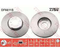 Disque de frein TRW DF6611S avant, ventilé, à haute teneur en carbone, 1 pièce
