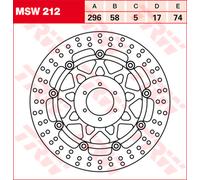 TRW Disque de frein avant MSW212 – Ø 296 mm – Flottant