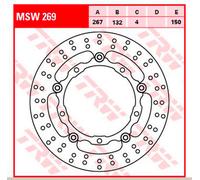 TRW Disque de frein MSW269, flottant, homologation ABE, Ø 267 mm