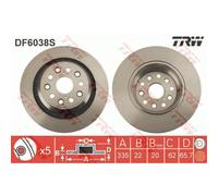 TRW Frein Ø335 Ventilé Arrière Gauche Convient pour Lexus Ls F4 UVF4 USF4