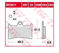 TRW MCB611 Organic Allround Kit de Plaquettes de Frein pour Yamaha FZ Essieu Avantet Autres Motos