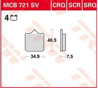 Jeu de plaquettes de frein TRW MCB721 sans homologation routière