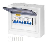 TRWUDRFA Coffret Electrique Etanche - Tableau électrique apparent d’interrupteur différentiel 63A et disjoncteurs 2x10 2x16 1x20A - Coffret de protection pour maison, bureau et centre commercial