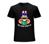 Try and Stop Us America Cartoon Funny T Shirt Tee Mens Man Black 3XL