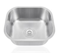 TRY-YEAN Évier de cuisine Cuve simple, SUS 304 Acier Inoxydable 42 * 36 * 20cm, Encastrable avec Filtre et égout, Montage à Encastrer, à Fleur ou Sous Plan Evier Cuisine