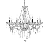 TRY-YEAN Luxueux Lustre à 8 bras Lustre Cristal Transparent Plafonnier Lampe à Suspension Verre Cristal K5 avec Chaîne Réglable Style Bougie E14 pour Chambre à Coucher, Salon, Salle à Manger, Couloir