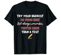 Try Your Hardest You are More Than A Test Funny for Teacher?T-Shirt Short Sleeves T-Shirt Shirt Tops Black L