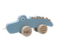 Tryco Animal à tirer Crocodile en bois - Favorise la motricité et l'équilibre - Pour bébés et tout-petits à partir de 12 mois - Personnalisable