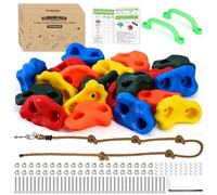 Trymaker Lot de 20 poignées d'escalade pour enfants (petite taille) | Lot de 20 petites poignées d'escalade et une corde d'escalade, pierres d'escalade pour enfants pour mur d'escalade