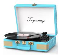 Trynnay Tourne-Disque Bluetooth à 3 Vitesses - Lecteur Portable en Vinyle avec Haut-parleurs intégrés - Tourne-Disque - Son Audio amélioré Azure