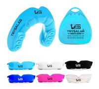 TrySalar Protège-dents pour boxe, hommes, adultes, jeunes et juniors, moulables Rughby Sports Slim Fit bouillir et mordre avec boîte MMA, hockey, basket-ball, Muay Thai, football (12 ans et plus, bleu