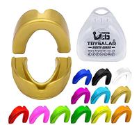 TRYSALAR Protège-dents professionnel avec étui pour bretelles de sport, MMA, boxe, rugby, hockey, arts martiaux, karaté, basket-ball, crosse Muay Thai, combat pour jeunes et adultes (doré)