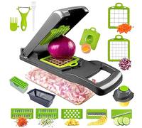 Tryslyn 16 en 1 Mandoline Cuisine, Coupe Legumes Multifonctions avec Panier de Vidange, Rapeuse a Légumes Manuelle avec 5 Lames, pour Concombre Pomme de Terre Carotte Trancher, Couper et Râper