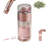 Tryteava 3-in-1 Smart Tea Infuser with Cup Brush, Double Layered Glass Tea Separation Infuser, Portable Insulated Water Separation Glass Teapots For Home And Office