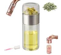 Tryteava 3-in-1 Smart Tea Infuser with Cup Brush, Double Layered Glass Tea Separation Infuser, Portable Insulated Water Separation Glass Teapots For Home And Office