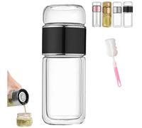 Tryteava Glass Infuser, 3-in-1 Smart Tea Infuse, Portable Double Layered Glass Separation Tea Cup, Flip & Brew Design, for Blooming & Loose Leaf Tea (Black, 500)