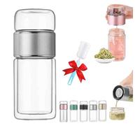 Tryteava Glass Infuser,3 in 1 Smart Tea Infuser,Double Glass Teas Infusers Bottle,Portable Loose Leaf Tea Maker for Loose Leaf (Sliver, 420ml)