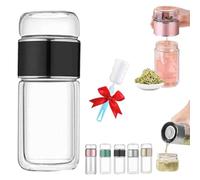 Tryteava Glass Infuser,3 in 1 Smart Tea Infuser,Double Glass Teas Infusers Bottle,Portable Loose Leaf Tea Maker for Loose Leaf (Black, 350ml)