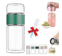 Tryteava Glass Infuser,3 in 1 Smart Tea Infuser,Double Glass Teas Infusers Bottle,Portable Loose Leaf Tea Maker for Loose Leaf (Green, 280ml)
