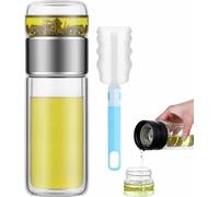 Tryteava Glass Infuser,3-In-1 Smart Tea Infuser,Double Wall Borosilicate Tea Cup with Built-In Strainer, for Loose Leaf Tea Brewing (Silver, 350ml)