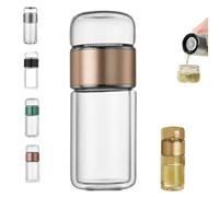 Tryteava Glass Infuser,3-in-1 Smart Tea Infuser,Tryteav Tea Pot,Portable Glass Double Wall Tea Infusers With filter,Flip & Brew Design,for Home, Office, or Travel Use