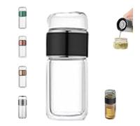 Tryteava Glass Infuser,3-in-1 Smart Tea Infuser,Tryteav Tea Pot,Portable Glass Double Wall Tea Infusers With filter,Flip & Brew Design,for Home, Office, or Travel Use
