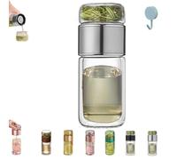 Tryteava Glass Infuser, 3-in-1 Smart Tea Infuser, TryTeava TeaInfuser, Flip & Brew Design, Double Layered Glass Tea Separation Teas Cup, with Filter, for Loose Leaf Teas (Steel)