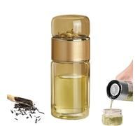Tryteava Glass Infuser, Double Layer Portable Tea Water Separation Infusible Tea Cup Mug, for Blooming & Loose Leaf Tea (Gold,350ml)