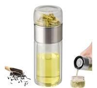 Tryteava Glass Infuser, Double Layer Portable Tea Water Separation Infusible Tea Cup Mug, for Blooming & Loose Leaf Tea (Silver,350ml)