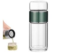 Tryteava Glass Infuser, Portable 3-in-1 Smart Tea Maker with Double Wall Borosilicate Glass, One-Touch Brewing Mug for Health Enthusiasts & Office Workers (Green,280ml)