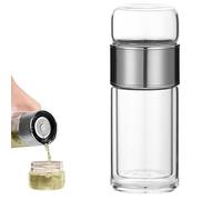 Tryteava Glass Infuser, Portable 3-in-1 Smart Tea Maker with Double Wall Borosilicate Glass, One-Touch Brewing Mug for Health Enthusiasts & Office Workers (Silver,420ml)