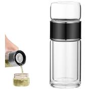 Tryteava Glass Infuser, Portable 3-in-1 Smart Tea Maker with Double Wall Borosilicate Glass, One-Touch Brewing Mug for Health Enthusiasts & Office Workers (Black,350ml)
