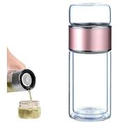 Tryteava Glass Infuser, Portable 3-in-1 Smart Tea Maker with Double Wall Borosilicate Glass, One-Touch Brewing Mug for Health Enthusiasts & Office Workers (Pink,350ml)