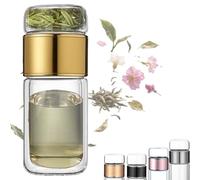 Tryteava Glass Infuser, Portable Teava 3-in-1 Smart Tea Infuser, Hot Or Cold Ready, Flip & Brew Design, for Blooming & Loose Leaf Tea and Coffee (Gold,280mL/7.5oz)
