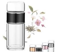 Tryteava Glass Infuser, Portable Teava 3-in-1 Smart Tea Infuser, Hot Or Cold Ready, Flip & Brew Design, for Blooming & Loose Leaf Tea and Coffee (Black,280mL/7.5oz)