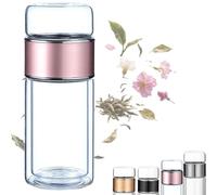 Tryteava Glass Infuser, Portable Teava 3-in-1 Smart Tea Infuser, Hot Or Cold Ready, Flip & Brew Design, for Blooming & Loose Leaf Tea and Coffee (Pink,280mL/7.5oz)