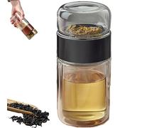 Tryteava Glass Infuser, Tea & Water Separation, Flip & Brew Design, Double Glazing with Built-In Strainer, Hot or Cold Ready, for Home, Office, Travel (Black,12oz)