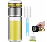 Tryteava Glass Infuser, Teava 3-In-1 Smart Tea Infuser, Double Layer Stainless Steel Leakage Proof Glass Water Bottle, for Loose Leaf Tea (Silver, 500ml)