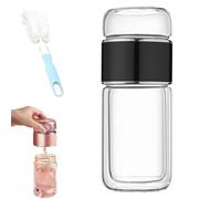 Tryteava Glass Infuser, Teava 3-in-1 Smart Tea Infuser with Integrated Strainer, One-Touch Brewing Mug for Home (Black,350 ml)