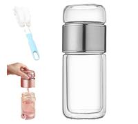 Tryteava Glass Infuser, Teava 3-in-1 Smart Tea Infuser with Integrated Strainer, One-Touch Brewing Mug for Home (Silver,350 ml)